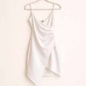 Lilyful White Asymmetrical Cowl Neck Dress